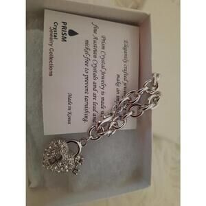 Women's Prism Crystal Heart Key Pendant Bracelet